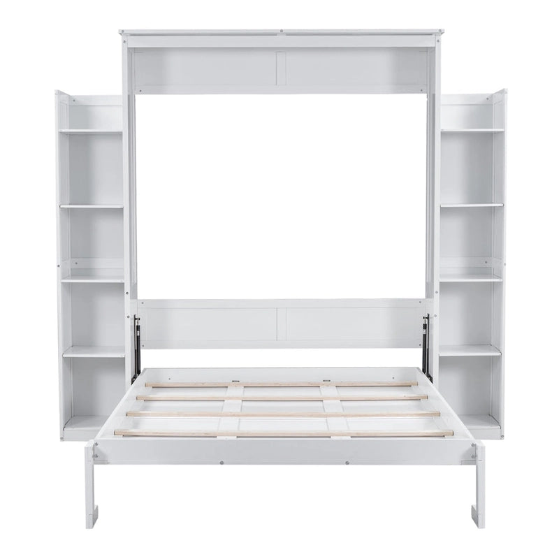 Letto a muro a scomparsa Murphy Queen Bianco/Grigio con ripiani e luci LED, per 1 persona