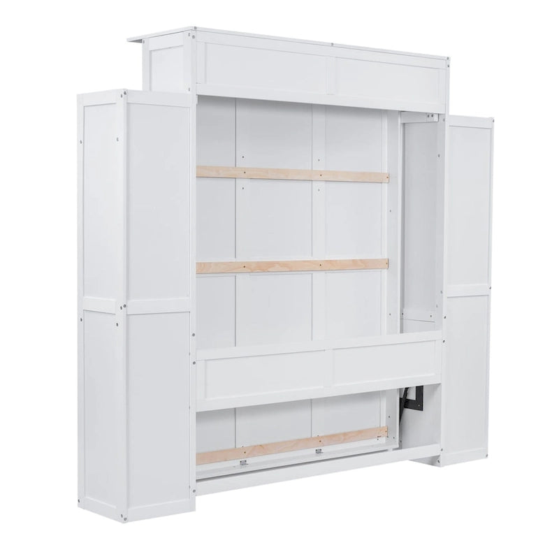 Letto a muro a scomparsa Murphy Queen Bianco/Grigio con ripiani e luci LED, per 1 persona