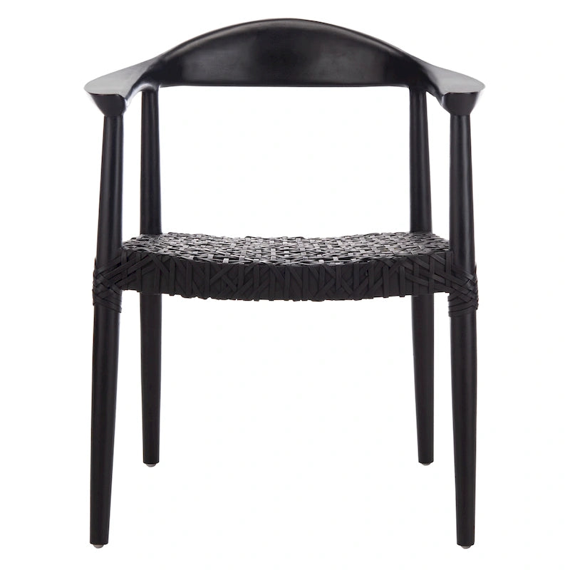 Sedia accento in pelle intrecciata Mid-Century bianca/naturale/noce/nera, 1 posto