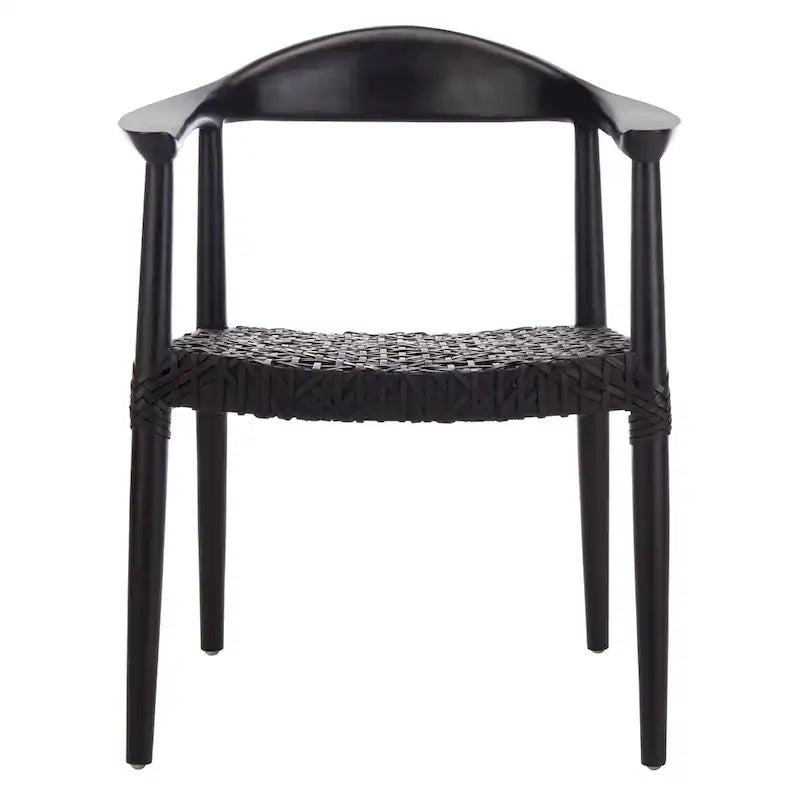 Sedia accento in pelle intrecciata Mid-Century bianca/naturale/noce/nera, 1 posto