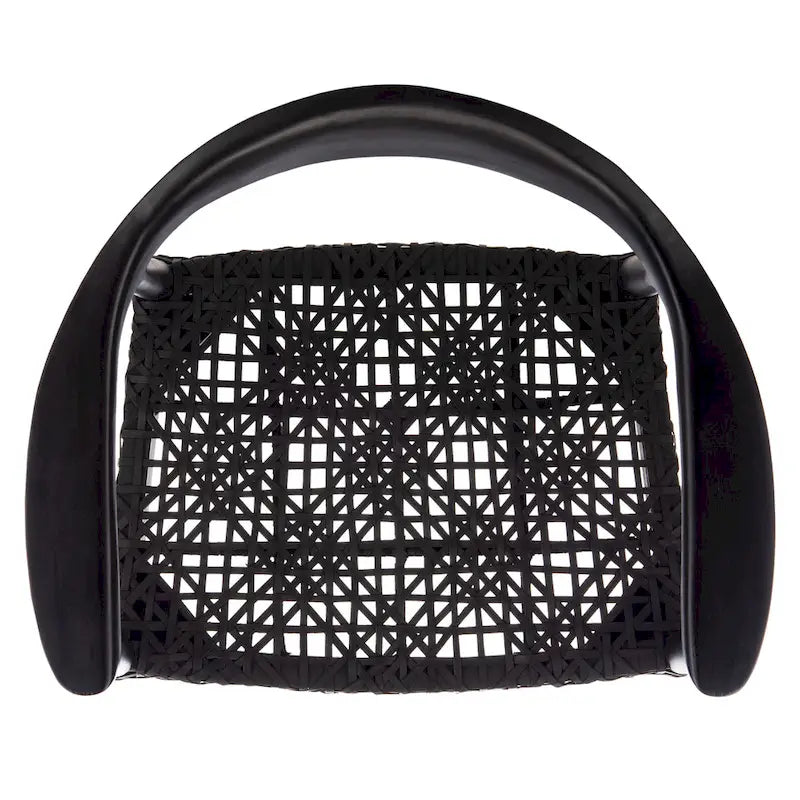 Sedia accento in pelle intrecciata Mid-Century bianca/naturale/noce/nera, 1 posto
