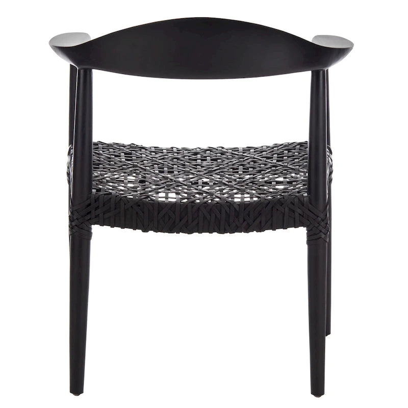 Sedia accento in pelle intrecciata Mid-Century bianca/naturale/noce/nera, 1 posto