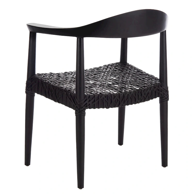 Sedia accento in pelle intrecciata Mid-Century bianca/naturale/noce/nera, 1 posto
