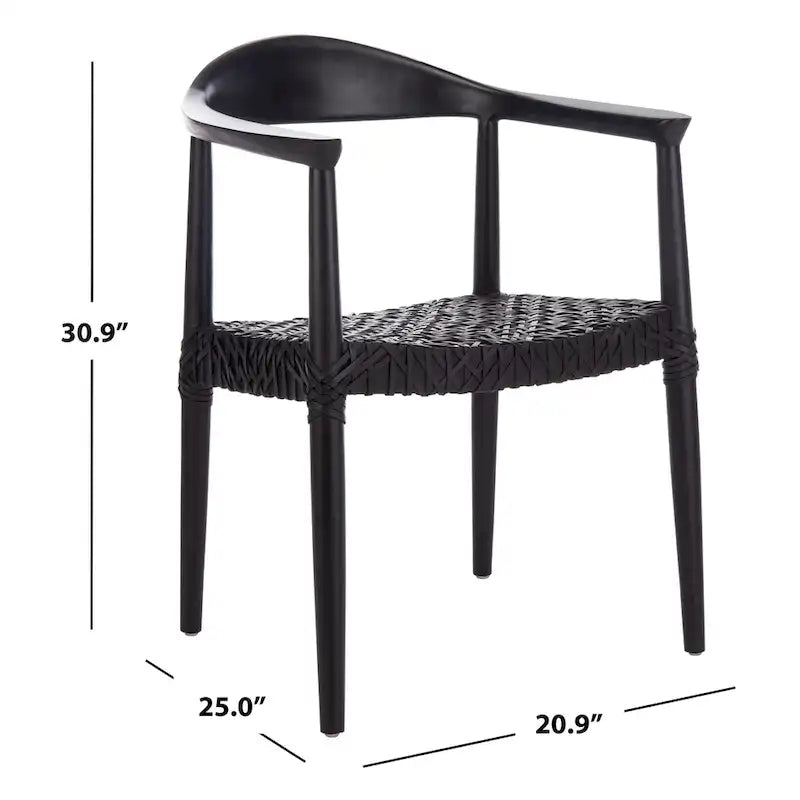Sedia accento in pelle intrecciata Mid-Century bianca/naturale/noce/nera, 1 posto