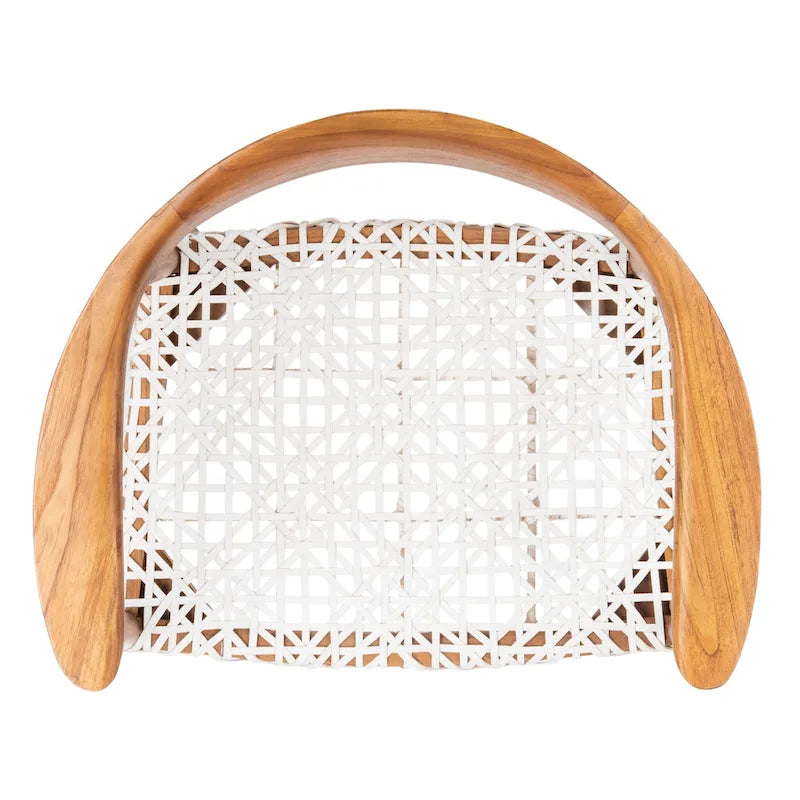 Sedia accento in pelle intrecciata Mid-Century bianca/naturale/noce/nera, 1 posto