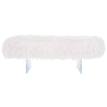 Pouf in vera pelle di pecora bianca/rosa antico con gambe in acrilico – 1 posto