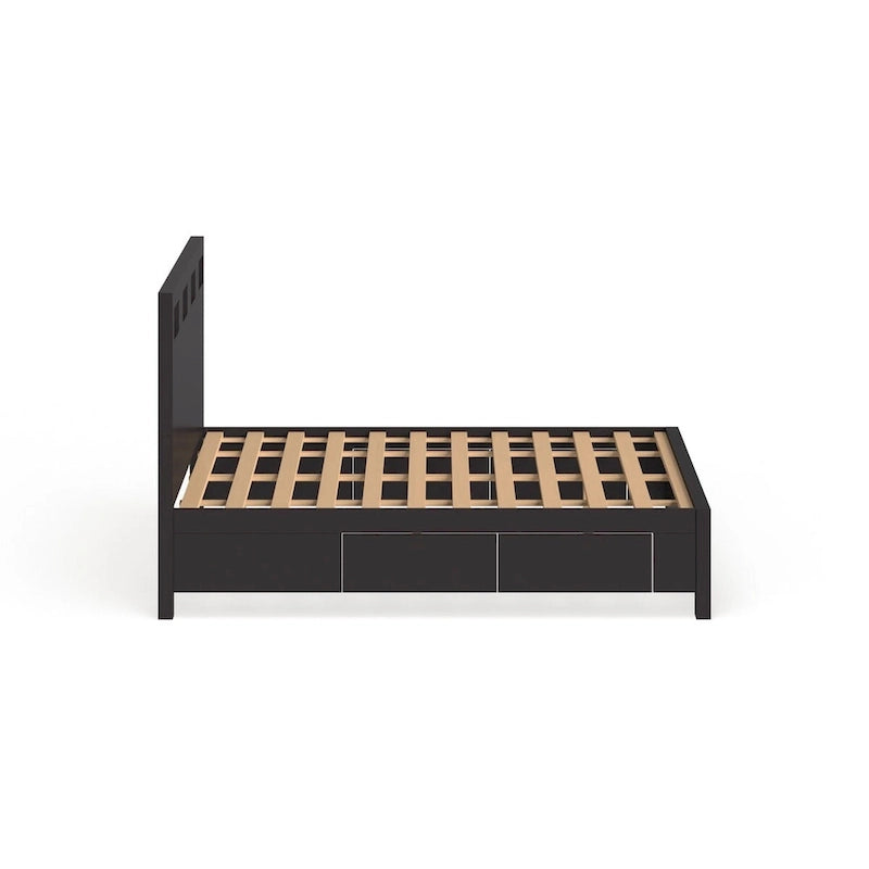 Letto contenitore marrone espresso – Struttura in legno, Singolo/Piazza e Mezza/Matrimoniale/King