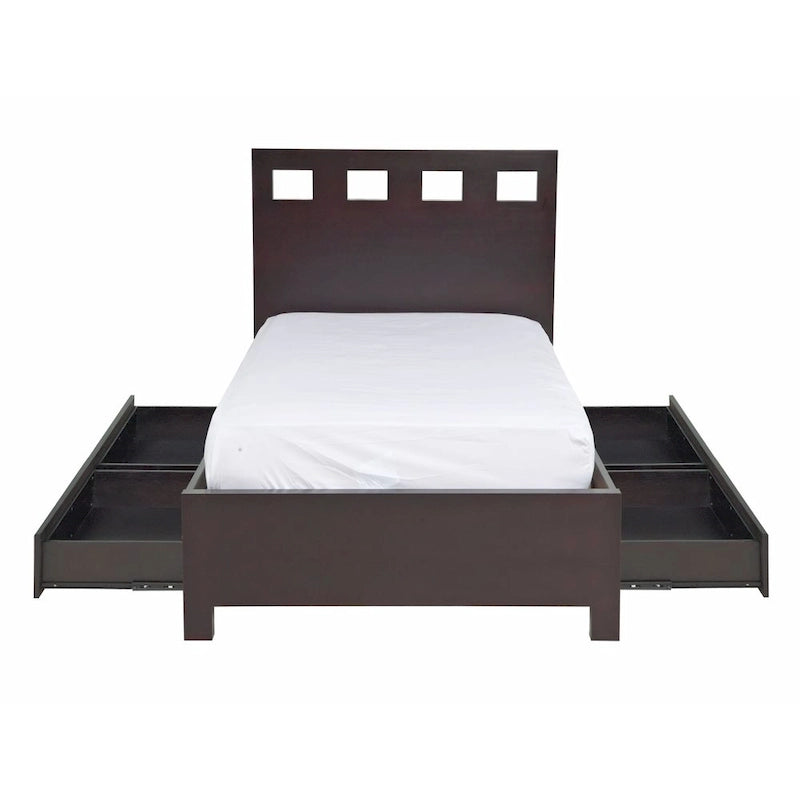 Letto contenitore marrone espresso – Struttura in legno, Singolo/Piazza e Mezza/Matrimoniale/King