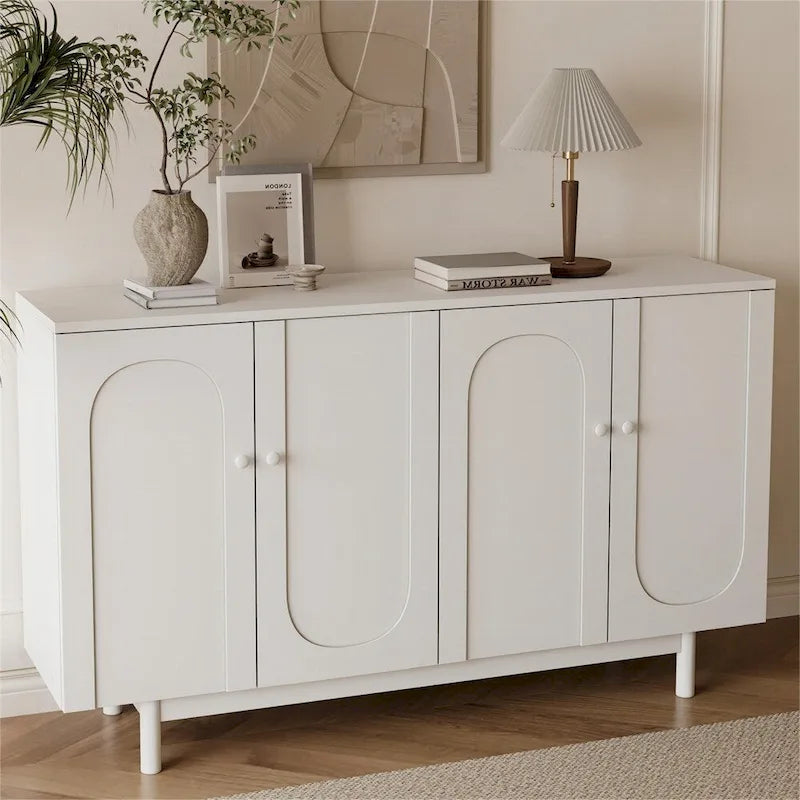 Mobiletto a 4 ante bianco/verde menta, stile minimalista, singolo