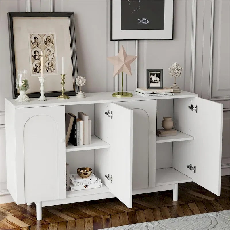 Mobiletto a 4 ante bianco/verde menta, stile minimalista, singolo