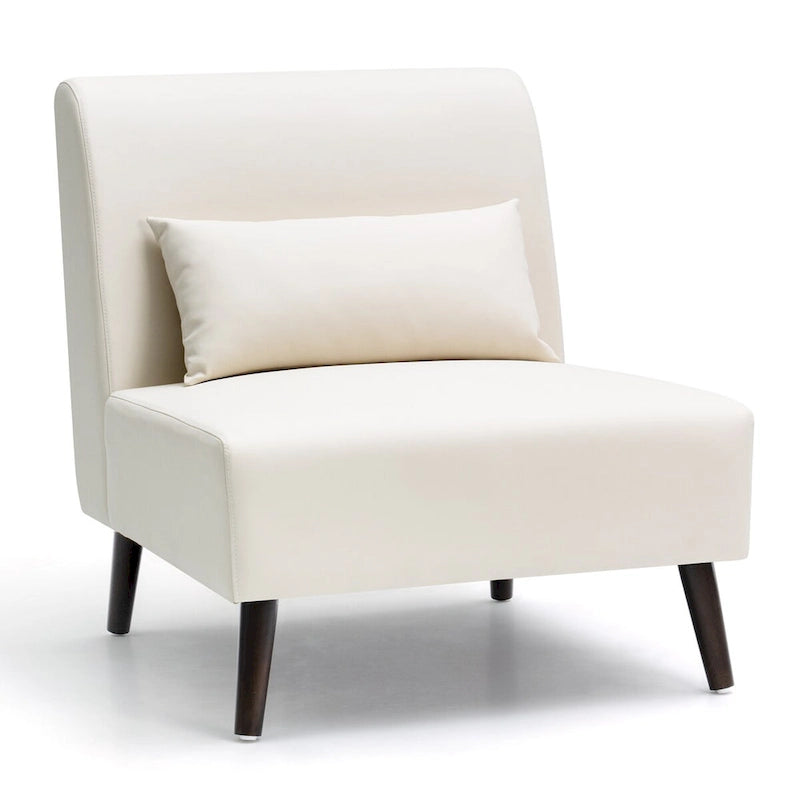 Poltrona d'accento senza braccioli marrone/bianco sporco, pelle PU, singola / set da 2
