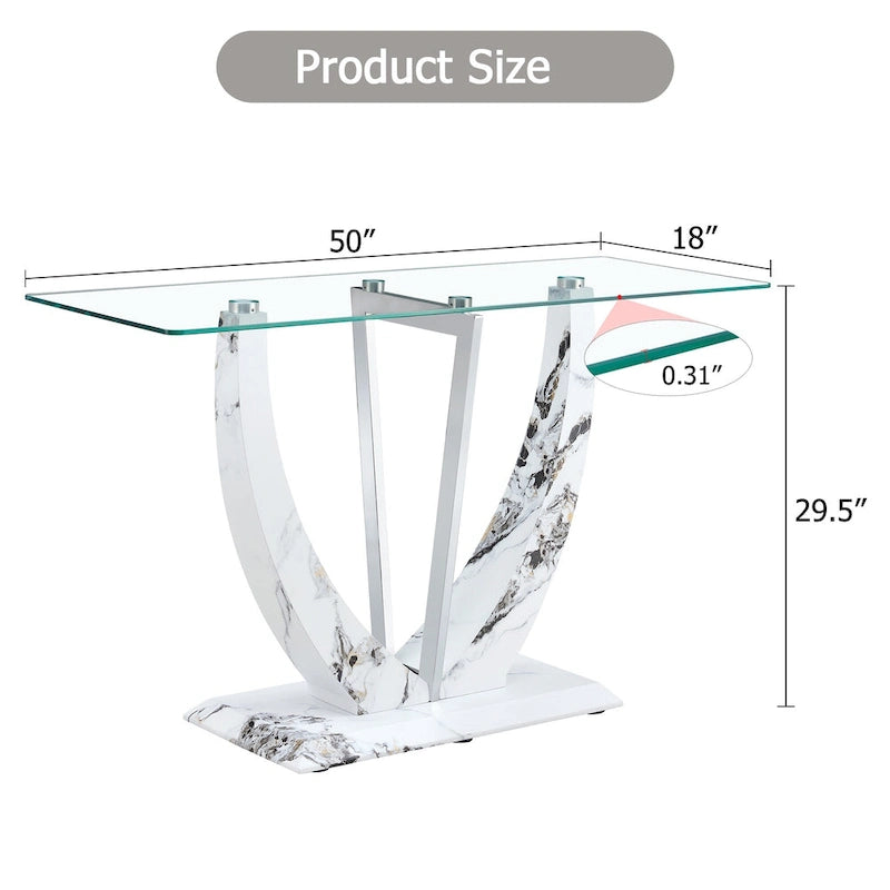 Consolle rettangolare in vetro noce/bianco/oro, stile moderno, 1 persona