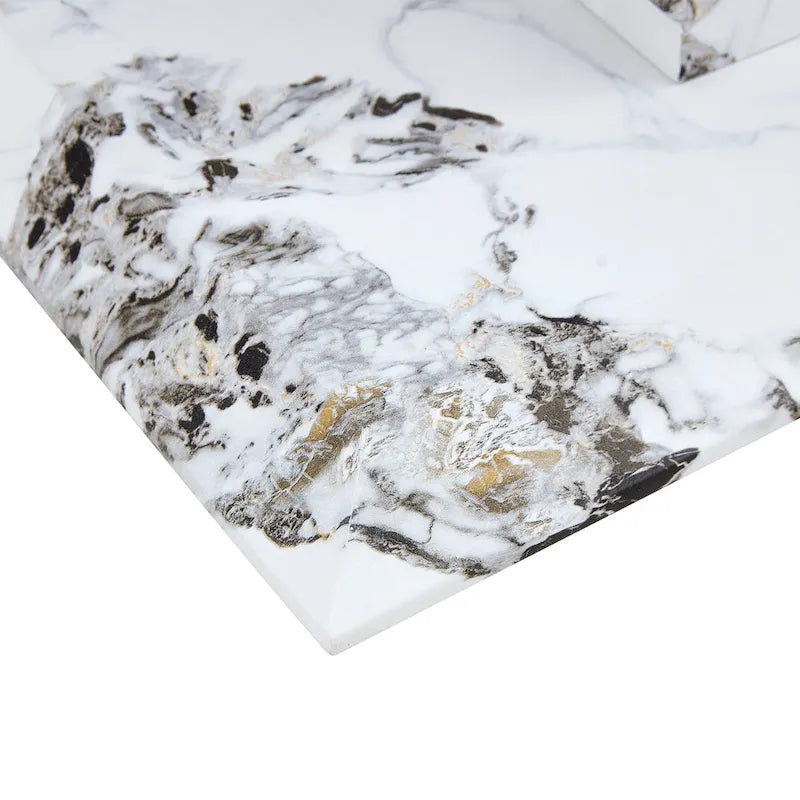 Consolle rettangolare in vetro noce/bianco/oro, stile moderno, 1 persona