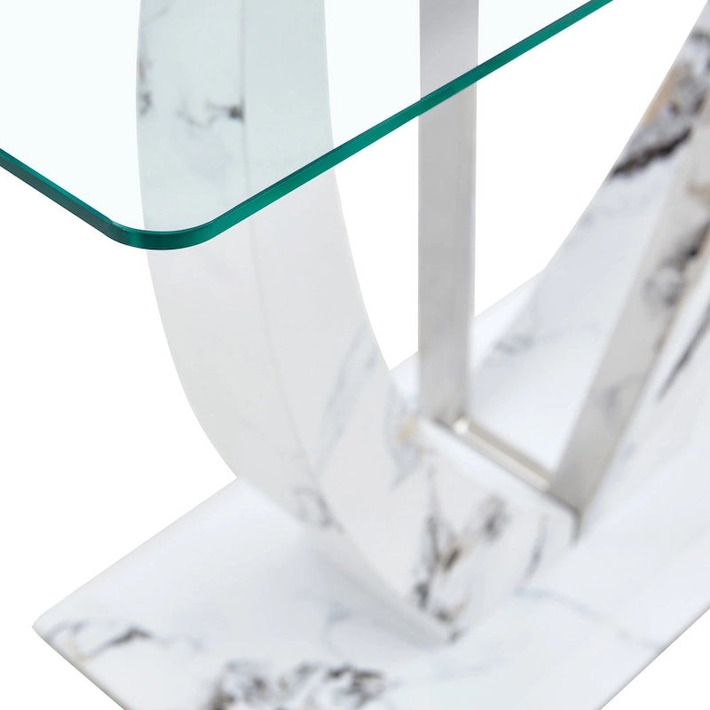 Consolle rettangolare in vetro noce/bianco/oro, stile moderno, 1 persona