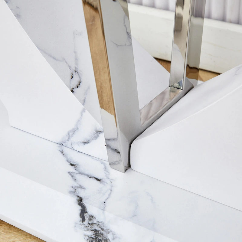 Consolle rettangolare in vetro noce/bianco/oro, stile moderno, 1 persona