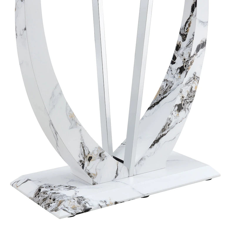 Consolle rettangolare in vetro noce/bianco/oro, stile moderno, 1 persona