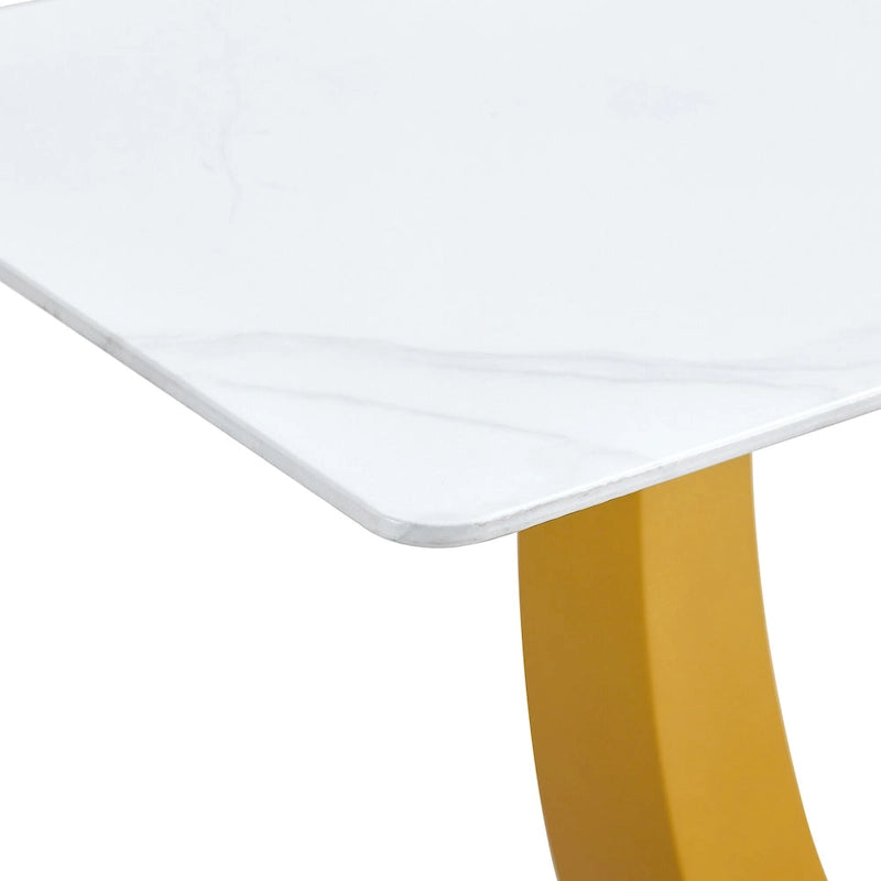 Consolle rettangolare in vetro noce/bianco/oro, stile moderno, 1 persona