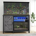 Mobile Acquario con Anta Scorrevole Stile Barn, Grigio/Bianco, 2 Ripiani, per 1-2 Vasche