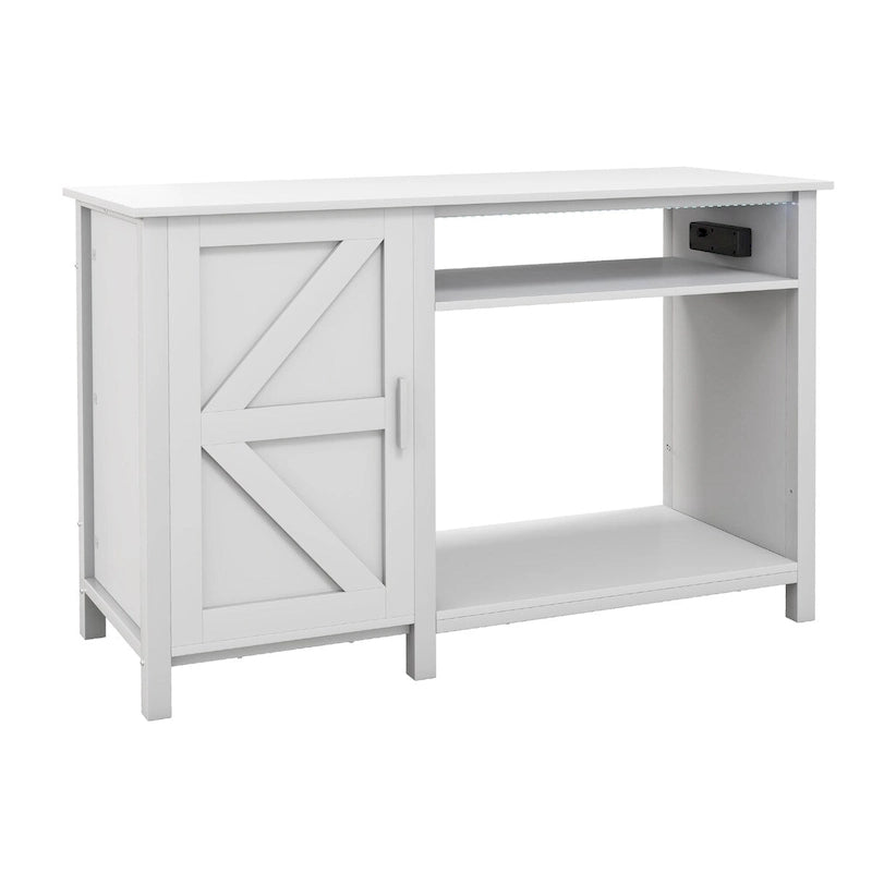 Mobile Acquario con Anta Scorrevole Stile Barn, Grigio/Bianco, 2 Ripiani, per 1-2 Vasche