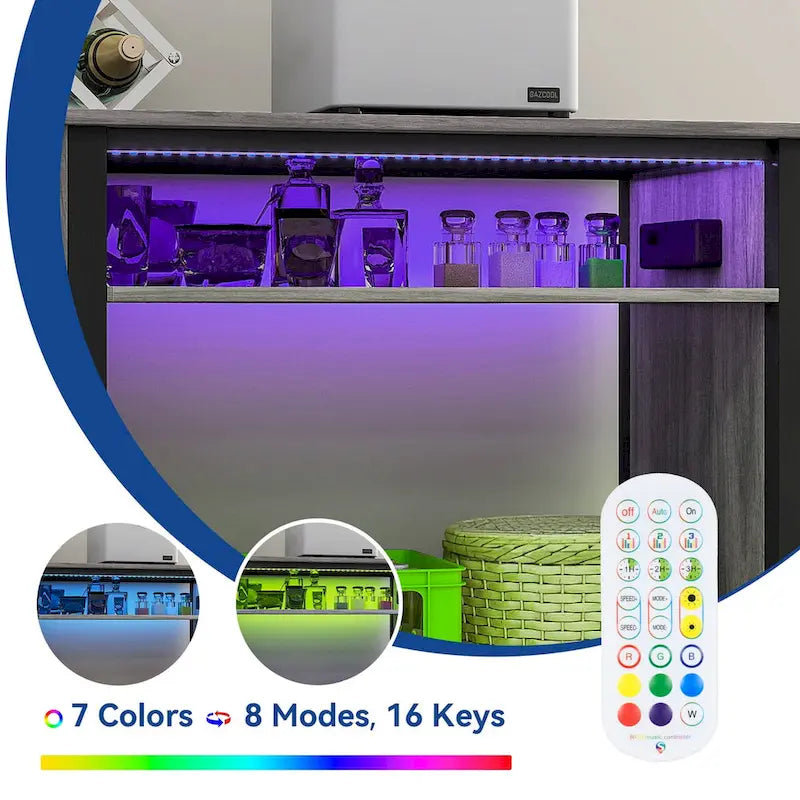 Mobile Acquario con Anta Scorrevole Stile Barn, Grigio/Bianco, 2 Ripiani, per 1-2 Vasche