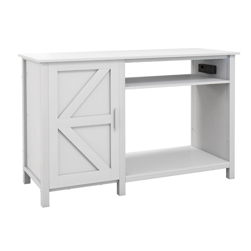 Mobile Acquario con Anta Scorrevole Stile Barn, Grigio/Bianco, 2 Ripiani, per 1-2 Vasche