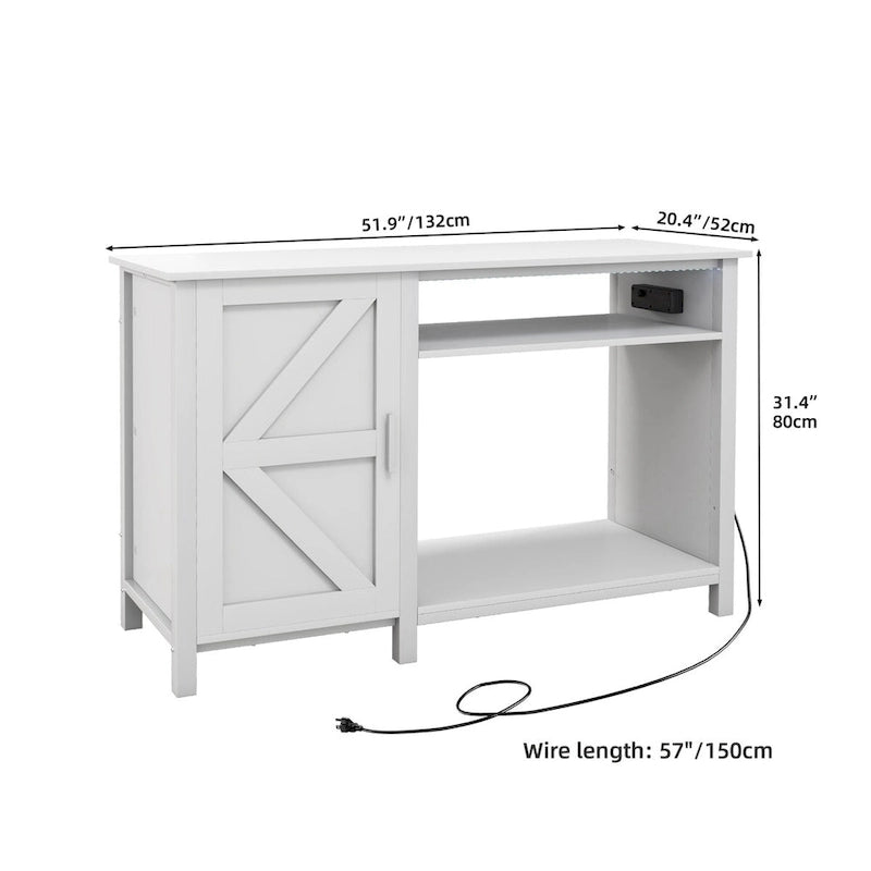 Mobile Acquario con Anta Scorrevole Stile Barn, Grigio/Bianco, 2 Ripiani, per 1-2 Vasche