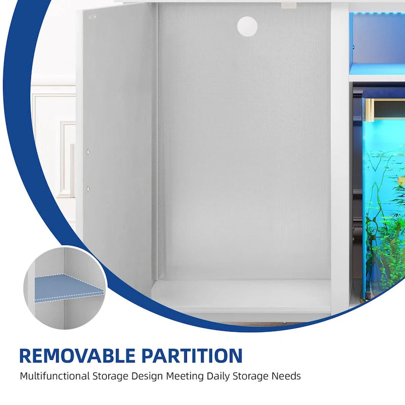 Mobile Acquario con Anta Scorrevole Stile Barn, Grigio/Bianco, 2 Ripiani, per 1-2 Vasche