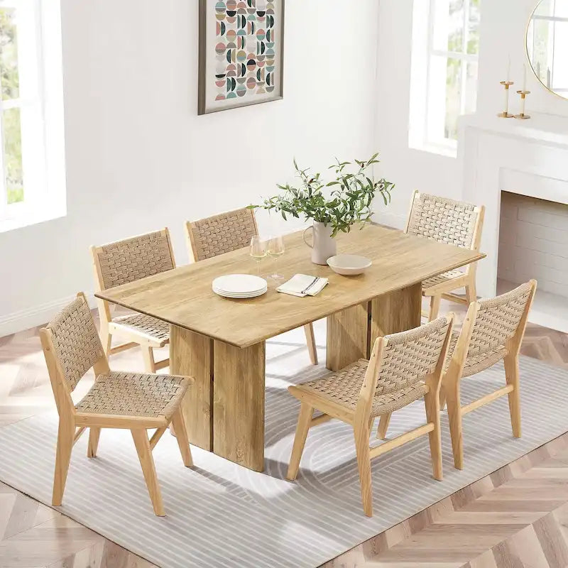 Tavolo da pranzo rettangolare in rovere/noce, 6-8 posti