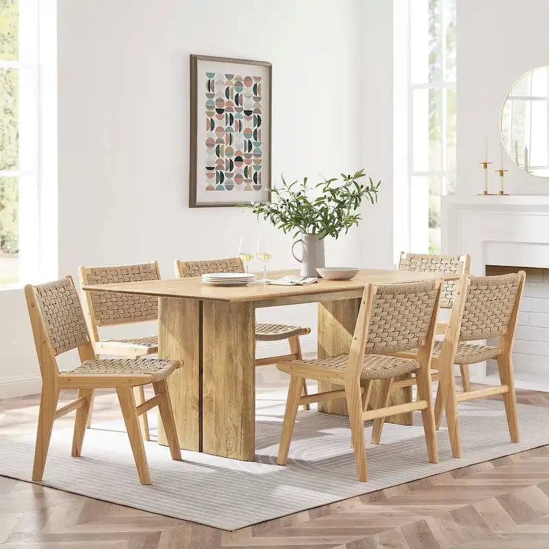 Tavolo da pranzo rettangolare in rovere/noce, 6-8 posti