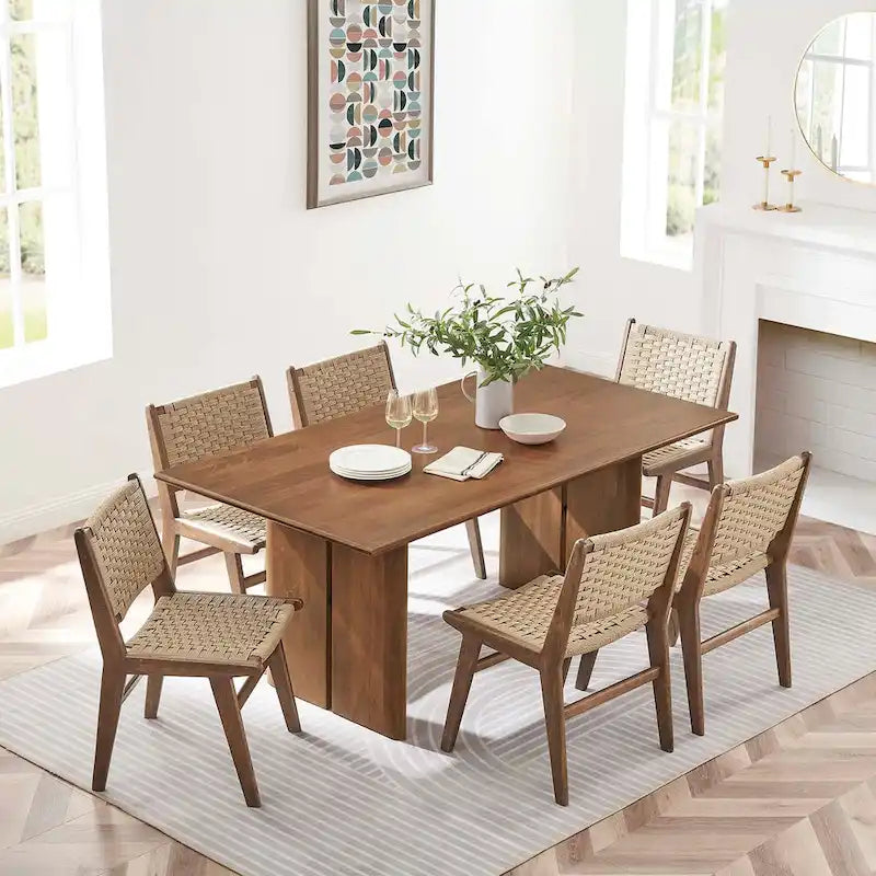 Tavolo da pranzo rettangolare in rovere/noce, 6-8 posti