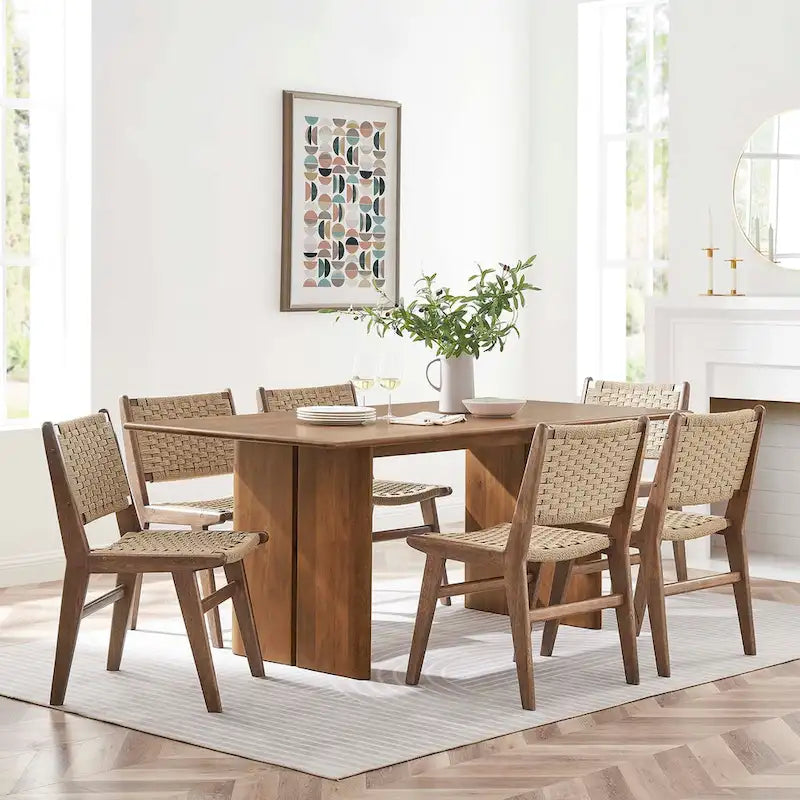 Tavolo da pranzo rettangolare in rovere/noce, 6-8 posti