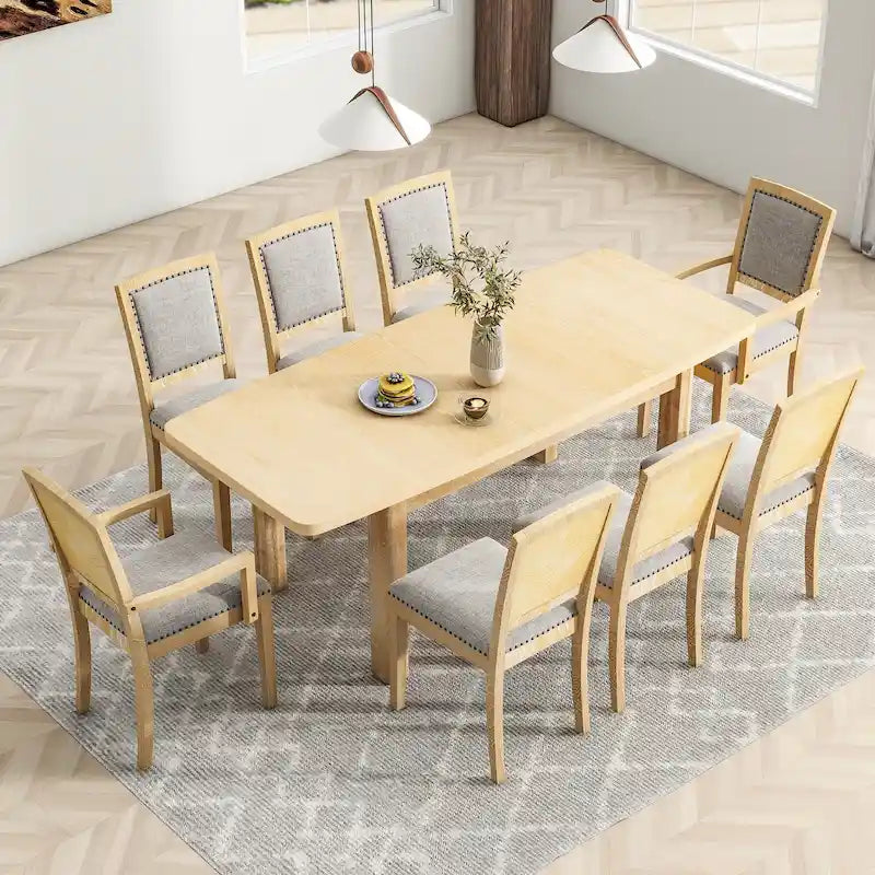 Set tavolo da pranzo allungabile per 8 persone nero+grigio / naturale+grigio