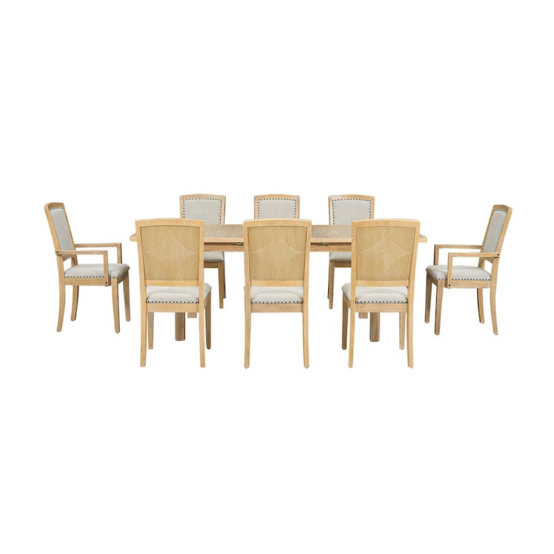Set tavolo da pranzo allungabile per 8 persone nero+grigio / naturale+grigio