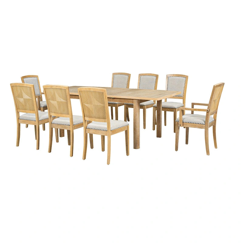 Set tavolo da pranzo allungabile per 8 persone nero+grigio / naturale+grigio