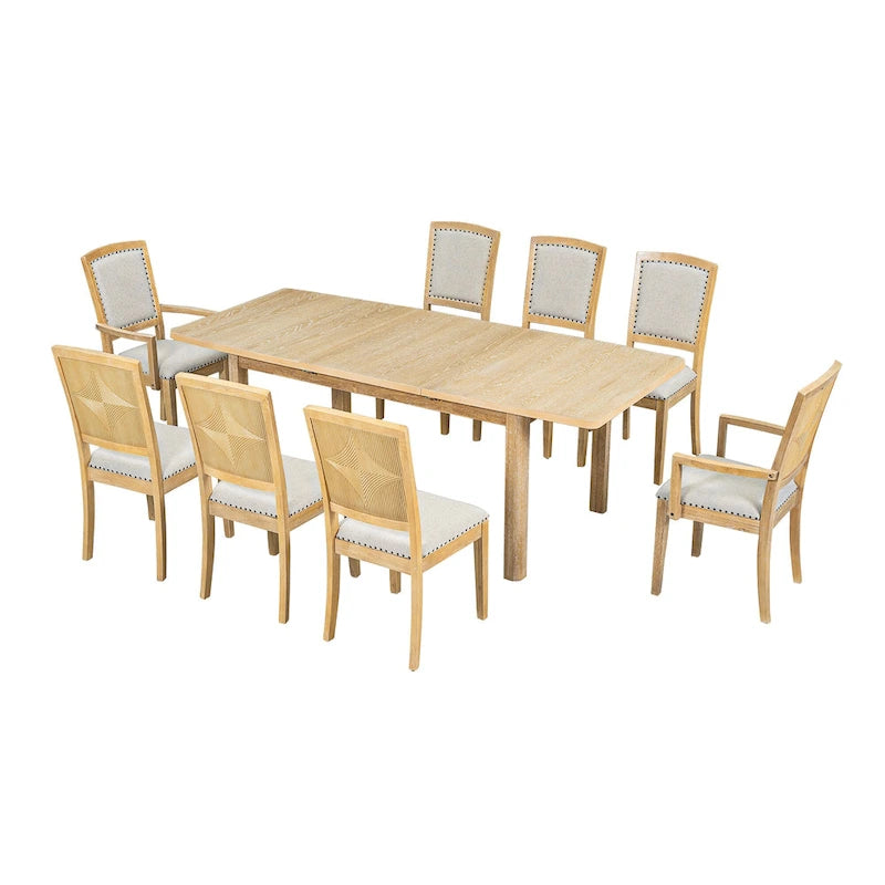 Set tavolo da pranzo allungabile per 8 persone nero+grigio / naturale+grigio