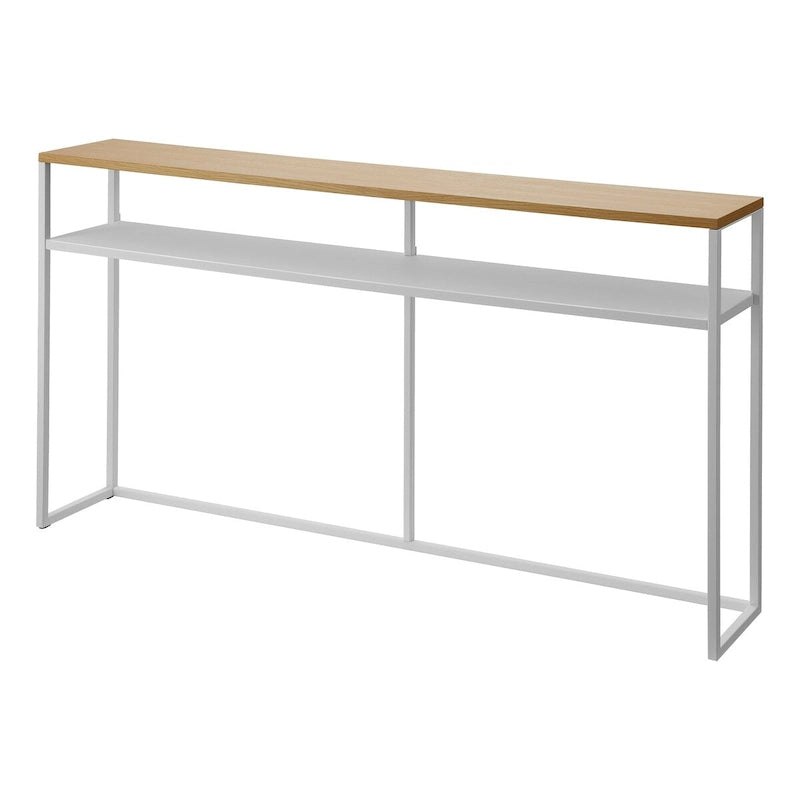 Consolle sottile nera/bianca con ganci – acciaio e legno, 2 stili