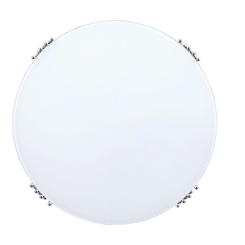 Tavolino da Caffè Rotondo in Vetro Temperato Bianco/Argento/Oro, a 3 Livelli Girevole a 360°, per 1 Persona