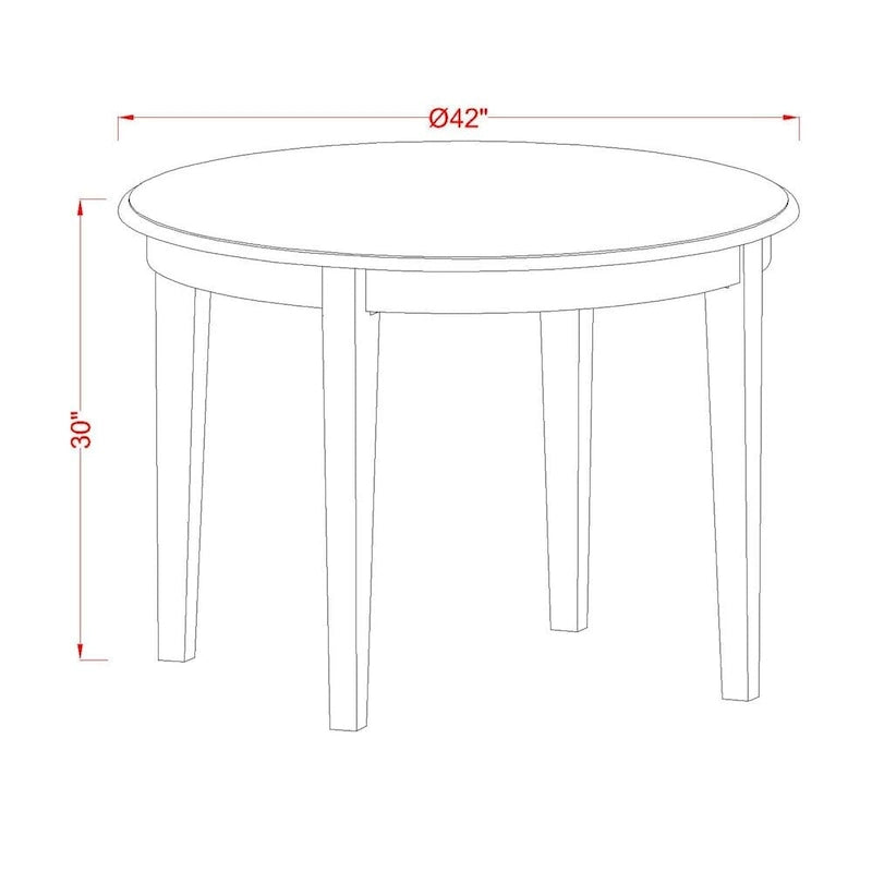 Set tavolo da pranzo rotondo, bianco lino, legno di gomma – 3 o 5 pezzi
