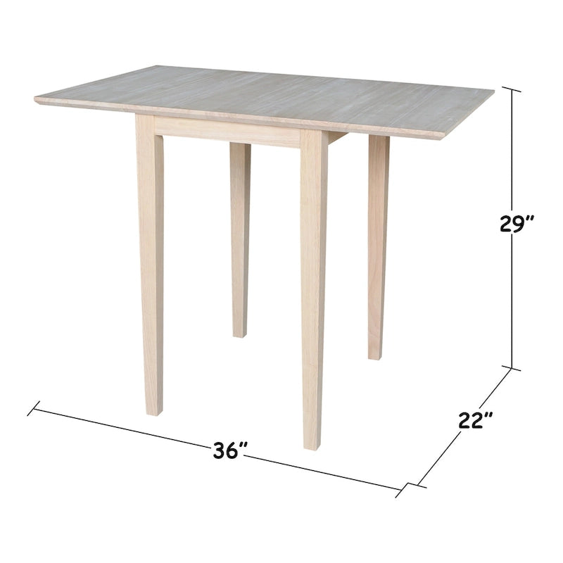 Tavolo da Pranzo con Ante a Ribalta, Stile Shaker, 2 Posti – Non Finito / Moka Ricco / Espresso / Bianco / Bianco Naturale / Guscio di Noce Pecan