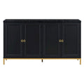 Credenza a 4 ante nera e grigia con piano effetto marmo, maniglie in metallo – Montaggio da 2 persone