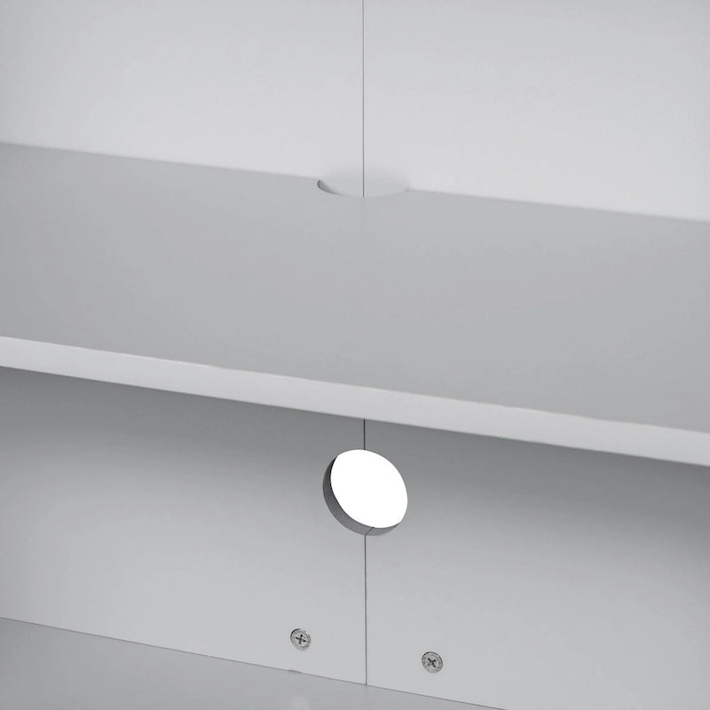 Credenza a 4 ante nera e grigia con piano effetto marmo, maniglie in metallo – Montaggio da 2 persone