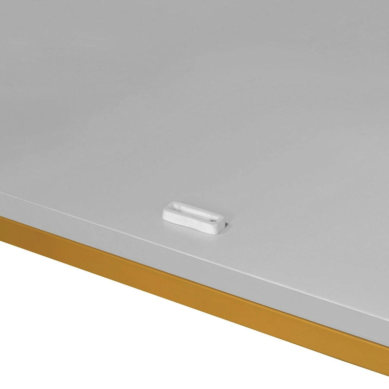 Credenza a 4 ante nera e grigia con piano effetto marmo, maniglie in metallo – Montaggio da 2 persone
