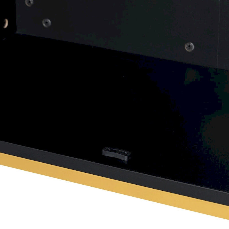 Credenza a 4 ante nera e grigia con piano effetto marmo, maniglie in metallo – Montaggio da 2 persone