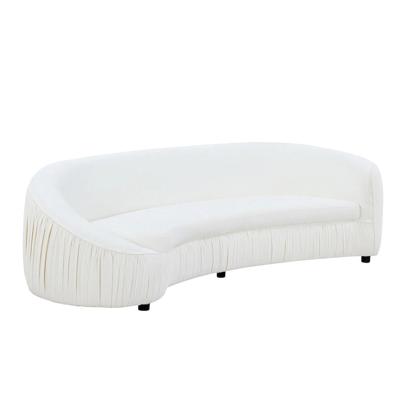 Divano in tessuto curvo beige/verde, 4 posti