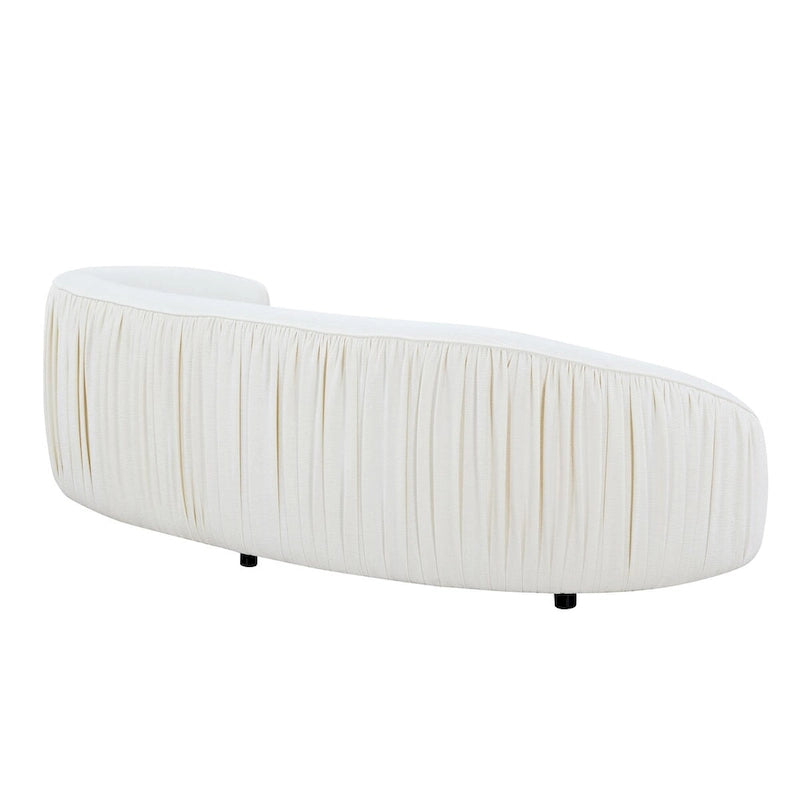 Divano in tessuto curvo beige/verde, 4 posti