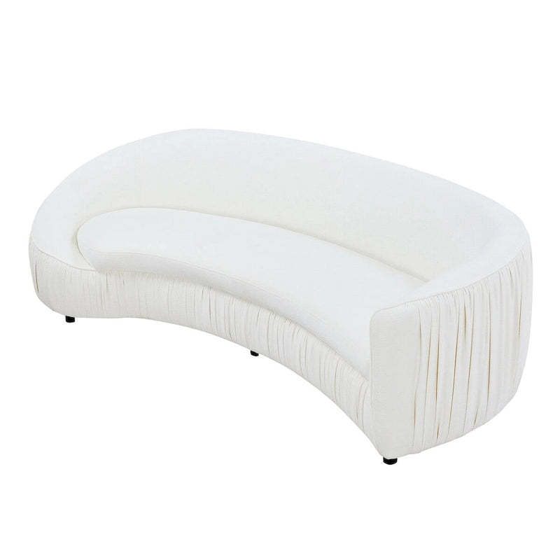Divano in tessuto curvo beige/verde, 4 posti