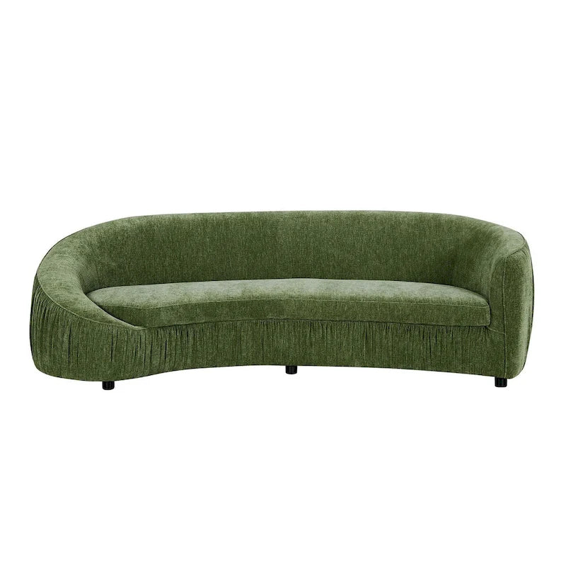 Divano in tessuto curvo beige/verde, 4 posti