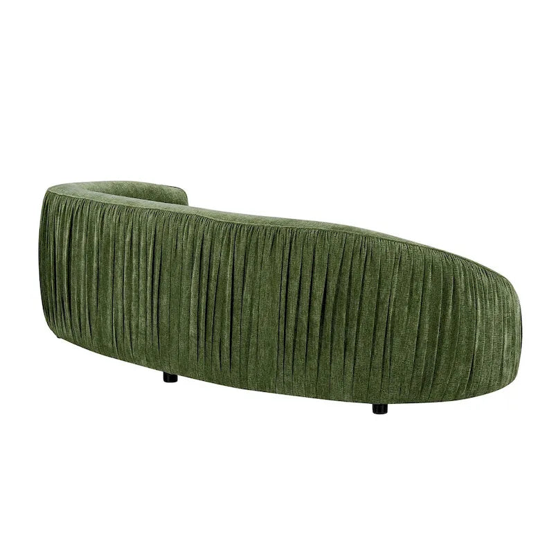 Divano in tessuto curvo beige/verde, 4 posti